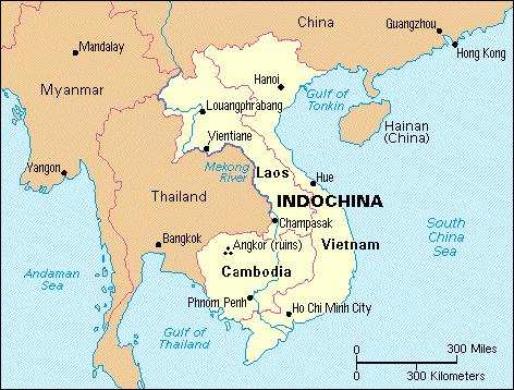 Map of Thailand and Indochina