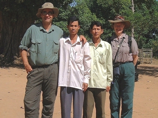 Karen and Marc with their drivers at Angkor: Nak (right, by Karen) and Kha