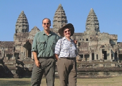 Marc and Karen at the eastern end of Angkor Wat