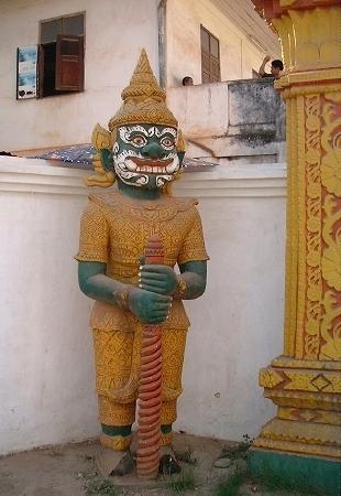 At Wat Mixai:  A NYAK, or guardian giant, standing out front